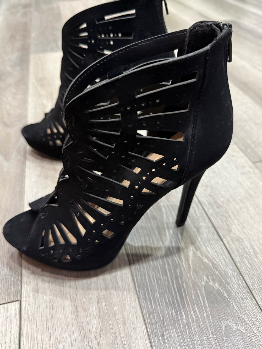 Apt. 9 Black Laser-Cut Stiletto Booties